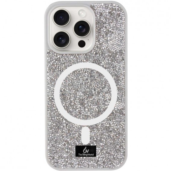 TPU чехол Bling World Rock Diamond with MagSafe для Apple iPhone 13 Pro Max (6.7"), Silver