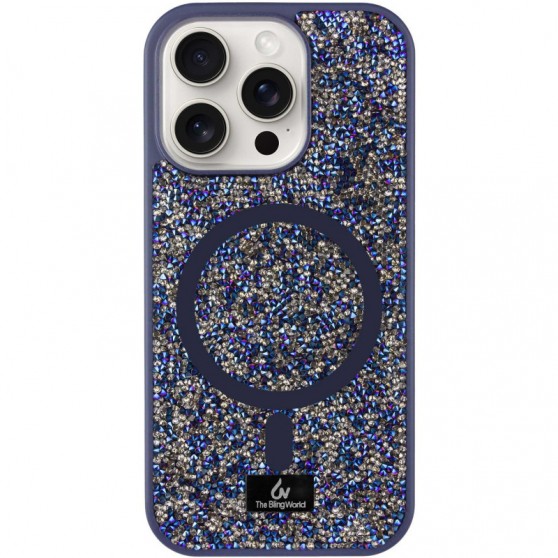 TPU чехол Bling World Rock Diamond with MagSafe для Apple iPhone 13 Pro (6.1") Navy Blue