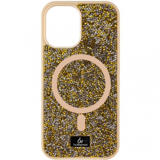 TPU чохол Bling World Rock Diamond with MagSafe для Apple iPhone 12 Pro / 12 (6.1") Gold
