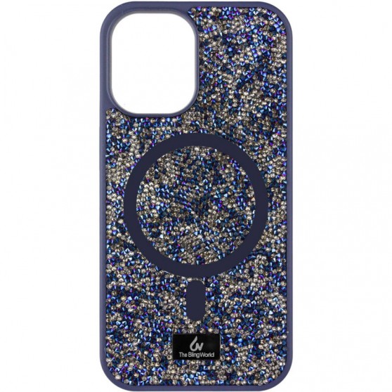 TPU чохол Bling World Rock Diamond with MagSafe для Apple iPhone 12 Pro / 12 (6.1") Navy Blue