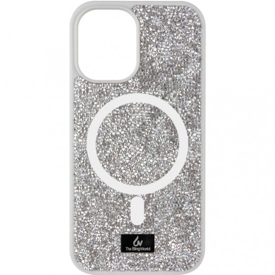 TPU чохол Bling World Rock Diamond with MagSafe для Apple iPhone 12 Pro / 12 (6.1") Silver