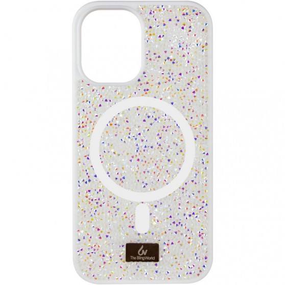 TPU чохол Bling World Rock Diamond with MagSafe для Apple iPhone 12 Pro / 12 (6.1") White
