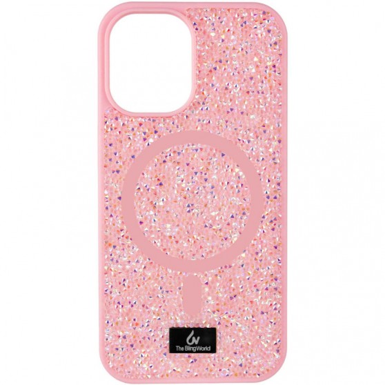 TPU чохол Bling World Rock Diamond with MagSafe для Apple iPhone 12 Pro / 12 (6.1") Pink