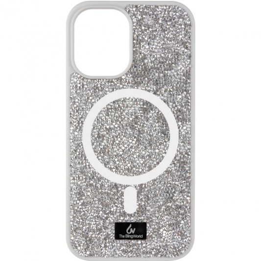 TPU чехол Bling World Rock Diamond with MagSafe для Apple iPhone 11 (6.1") Silver