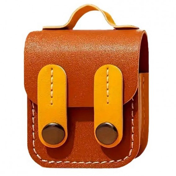 Шкіряний футляр Briefcase для навушників AirPods 1/2, Brown / Yellow