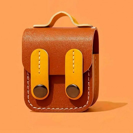 Кожаный футляр Briefcase для наушников AirPods 1/2 Brown / Yellow - изображение 1