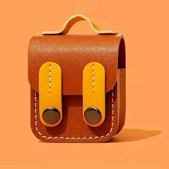 Шкіряний футляр Briefcase для навушників AirPods 1/2, Brown / Yellow