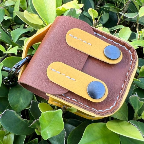 Шкіряний футляр Briefcase для навушників AirPods 1/2, Brown / Yellow