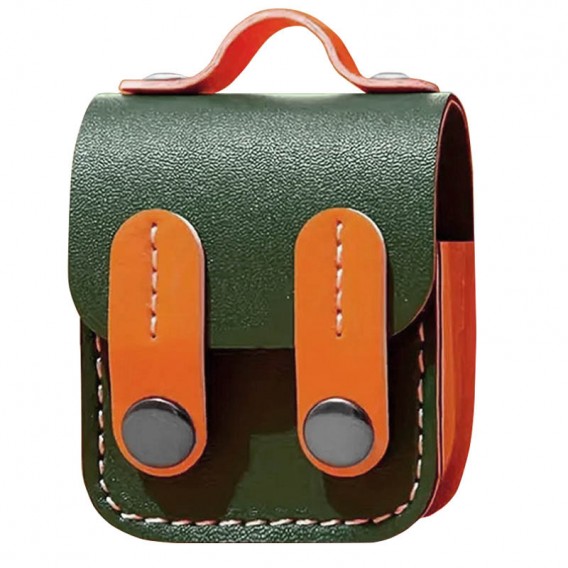 Шкіряний футляр Briefcase для навушників AirPods 1/2, Green / Orange