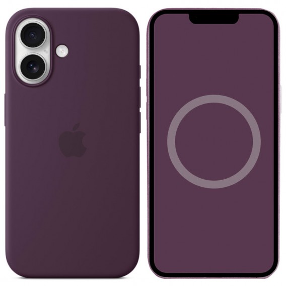 Чохол Silicone case (AAA) with Magsafe and Animation (button) для Apple iPhone 16 (6.1"), Plum