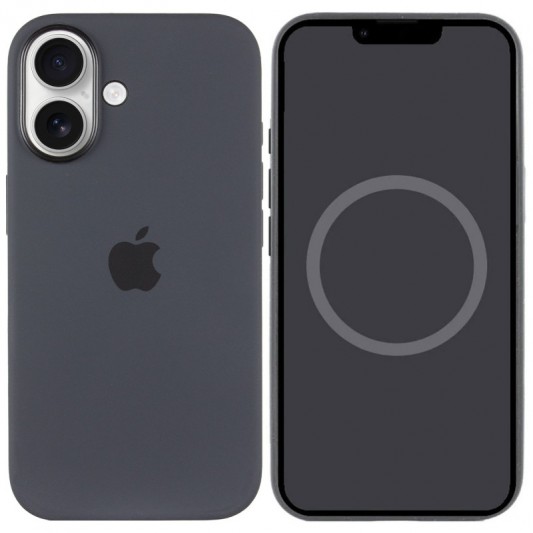 Чохол Silicone case (AAA) with Magsafe and Animation (button) для Apple iPhone 16 (6.1") Black - зображення 2 