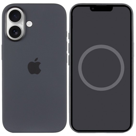Чохол Silicone case (AAA) with Magsafe and Animation (button) для Apple iPhone 16 (6.1"), Black