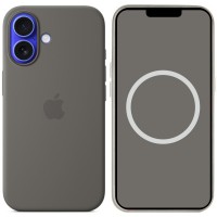 Чохол Silicone case (AAA) with Magsafe and Animation (button) для Apple iPhone 16 (6.1") Stone Grey