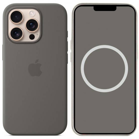 Чехол Silicone case (AAA) with Magsafe and Animation (button) для Apple iPhone 16 Pro (6.3"), Stone Grey
