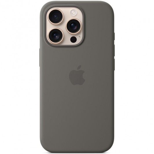 Чехол Silicone case (AAA) with Magsafe and Animation (button) для Apple iPhone 16 Pro (6.3"), Stone Grey - изображение 1