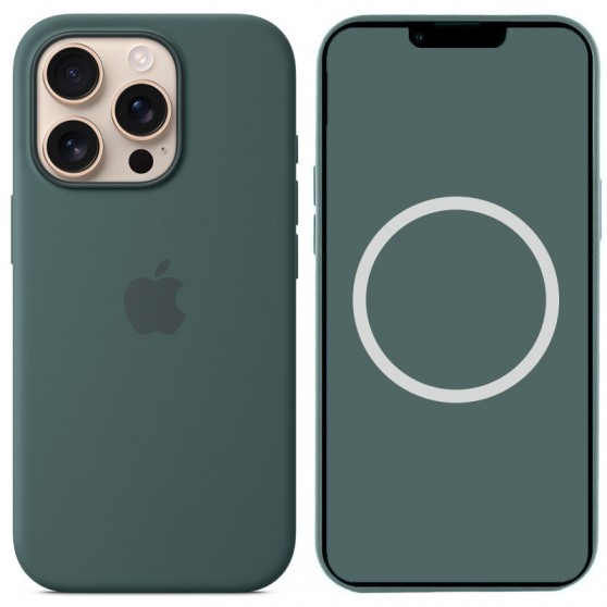 Чохол Silicone case (AAA) with Magsafe and Animation (button) для Apple iPhone 16 Pro (6.3") Lake Green