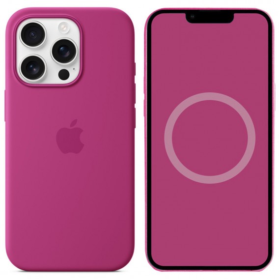 Чехол Silicone case (AAA) with Magsafe and Animation (button) для Apple iPhone 16 Pro (6.3"), Fuchsia