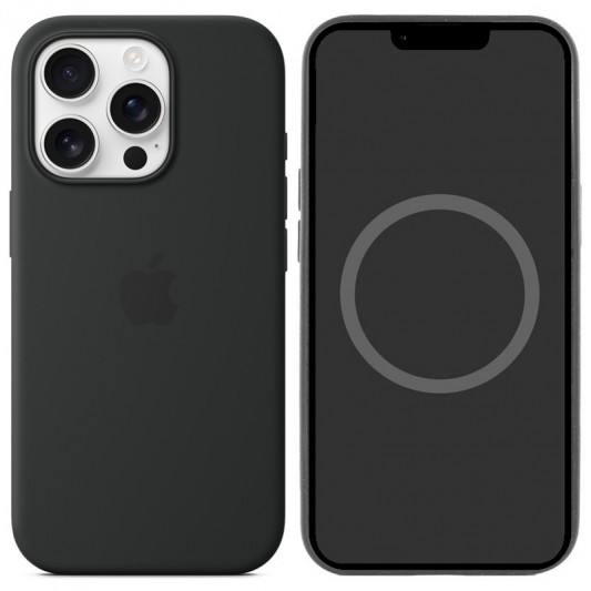 Чехол Silicone case (AAA) with Magsafe and Animation (button) для Apple iPhone 16 Pro (6.3") Black