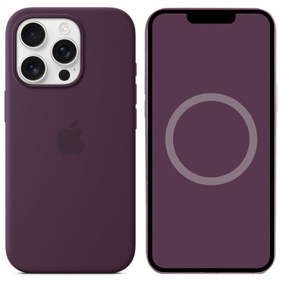 Чехол Silicone case (AAA) with Magsafe and Animation (button) для Apple iPhone 16 Pro (6.3"), Plum