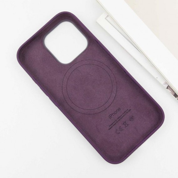 Чохол Silicone case (AAA) with Magsafe and Animation (button) для Apple iPhone 16 Pro (6.3") Plum