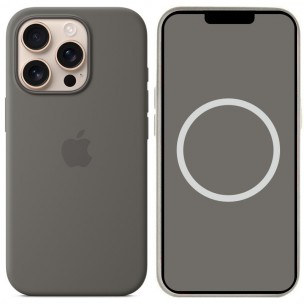 Чохол Silicone case (AAA) з Magsafe and Animation (button) для Apple iPhone 16 Pro Max (6.9"), Stone Grey