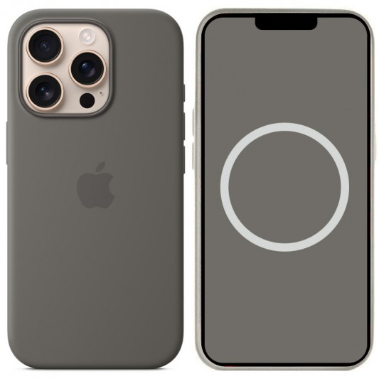 Чохол Silicone case (AAA) з Magsafe and Animation (button) для Apple iPhone 16 Pro Max (6.9"), Stone Grey