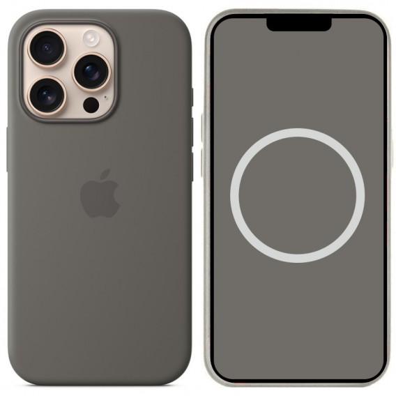 Чехол Silicone case (AAA) with Magsafe and Animation (button) для Apple iPhone 16 Pro Max (6.9"), Stone Grey