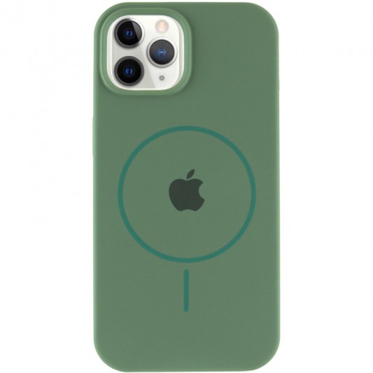 Чехол Silicone Case Full Protective (AA) with MagSafe для Apple iPhone 11 Pro Max (6.5"), Зеленый / Pine green - изображение 1