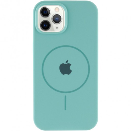 Чехол Silicone Case Full Protective (AA) with MagSafe для Apple iPhone 11 Pro Max (6.5") Бирюзовый / Marine Green - изображение 1