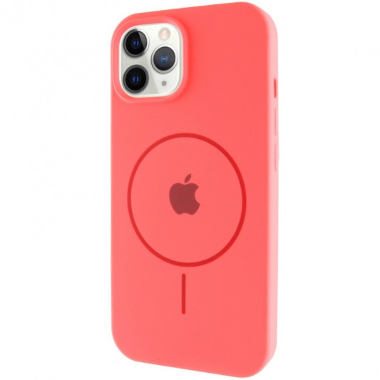 Чохол Silicone Case Full Protective (AA) with MagSafe для Apple iPhone 11 Pro Max (6.5") Кавуновий / Watermelon red