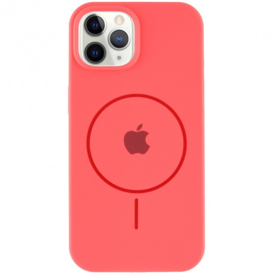 Чохол Silicone Case Full Protective (AA) with MagSafe для Apple iPhone 11 Pro Max (6.5") Кавуновий / Watermelon red - зображення 1 