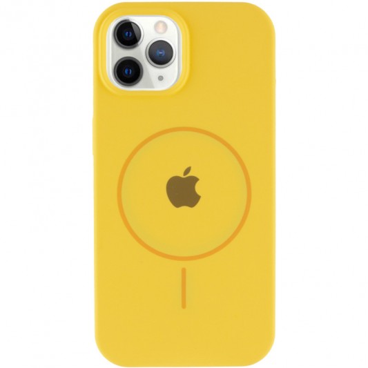 Чохол Silicone Case Full Protective (AA) with MagSafe для Apple iPhone 12 Pro / 12 (6.1") Жовтий / Yellow - зображення 1 