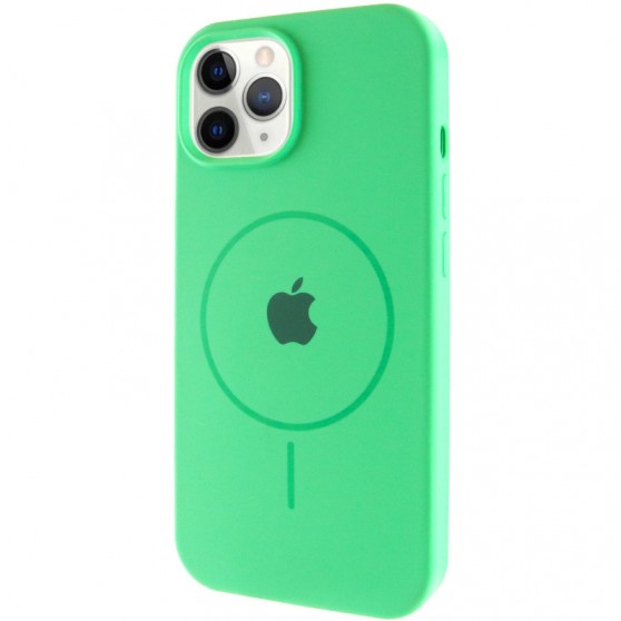 Чехол Silicone Case Full Protective (AA) with MagSafe для Apple iPhone 12 Pro / 12 (6.1") Зеленый / Spearmint