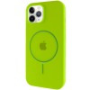 Чохол Silicone Case Full Protective (AA) with MagSafe для Apple iPhone 12 Pro / 12 (6.1"), Салатовий / Neon green