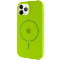 Чехол Silicone Case Full Protective (AA) with MagSafe для Apple iPhone 12 Pro / 12 (6.1") Салатовый / Neon green