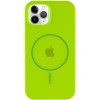 Чохол Silicone Case Full Protective (AA) with MagSafe для Apple iPhone 12 Pro / 12 (6.1"), Салатовий / Neon green