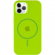 Чохол Silicone Case Full Protective (AA) with MagSafe для Apple iPhone 12 Pro / 12 (6.1"), Салатовий / Neon green