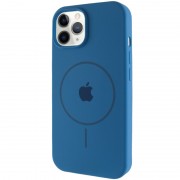 Чехол Silicone Case Full Protective (AA) with MagSafe для Apple iPhone 12 Pro / 12 (6.1"), Синий / Denim Blue