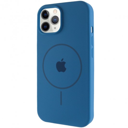 Чехол Silicone Case Full Protective (AA) with MagSafe для Apple iPhone 12 Pro / 12 (6.1"), Синий / Denim Blue