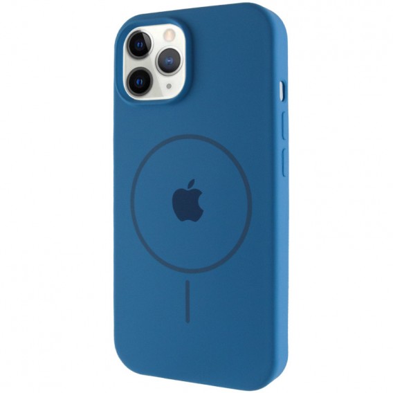Чохол Silicone Case Full Protective (AA) with MagSafe для Apple iPhone 12 Pro / 12 (6.1"), Синій / Denim Blue