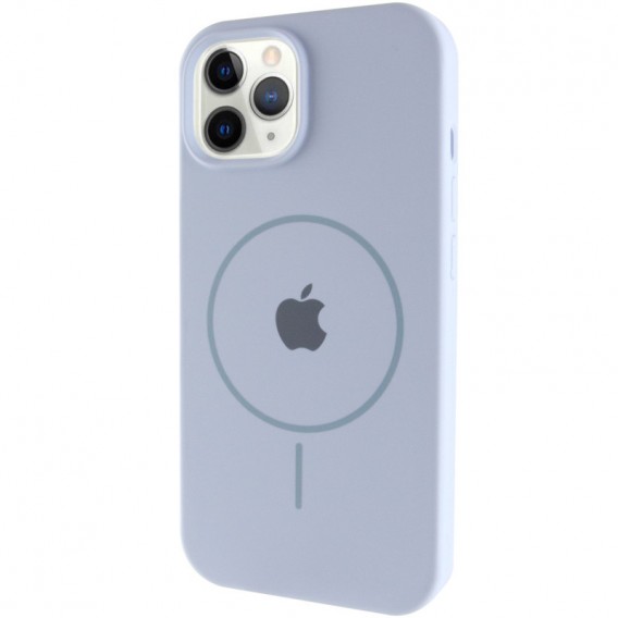 Чехол Silicone Case Full Protective (AA) with MagSafe для Apple iPhone 12 Pro Max (6.7"), Голубой / Lilac Blue