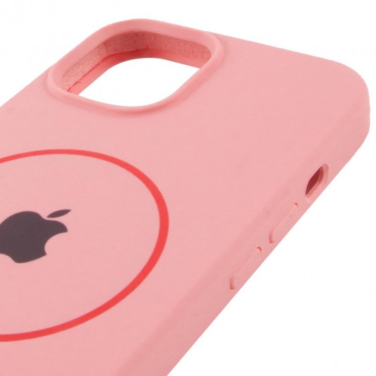 Чехол Silicone Case Full Protective (AA) with MagSafe для Apple iPhone 14 Plus (6.7") Розовый / Light pink - изображение 3