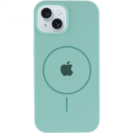 Чехол Silicone Case Full Protective (AA) with MagSafe для Apple iPhone 14 Plus (6.7") Бирюзовый / Light Turquoise - изображение 1