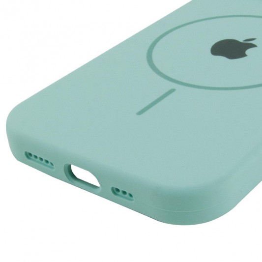 Чехол Silicone Case Full Protective (AA) with MagSafe для Apple iPhone 14 Plus (6.7") Бирюзовый / Light Turquoise - изображение 4