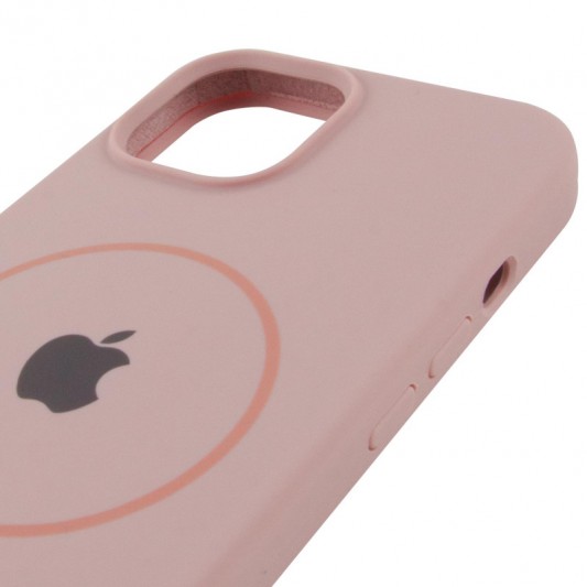 Чехол Silicone Case Full Protective (AA) with MagSafe для Apple iPhone 14 Plus (6.7") Розовый / Pink Sand - изображение 3