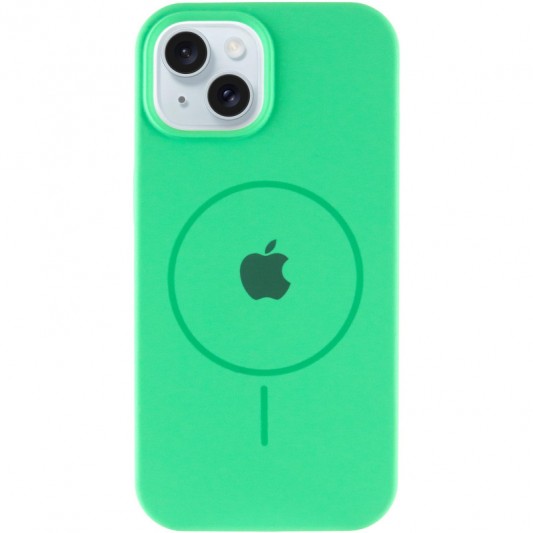 Чехол Silicone Case Full Protective (AA) with MagSafe для Apple iPhone 14 Plus (6.7") Зеленый / Spearmint - изображение 1