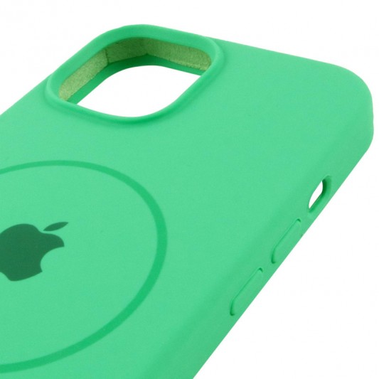 Чехол Silicone Case Full Protective (AA) with MagSafe для Apple iPhone 14 Plus (6.7") Зеленый / Spearmint - изображение 3