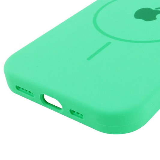 Чехол Silicone Case Full Protective (AA) with MagSafe для Apple iPhone 14 Plus (6.7") Зеленый / Spearmint - изображение 4