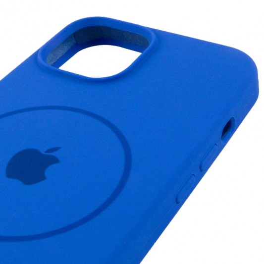 Чехол Silicone Case Full Protective (AA) with MagSafe для Apple iPhone 14 Plus (6.7") Синий / Capri Blue - изображение 3