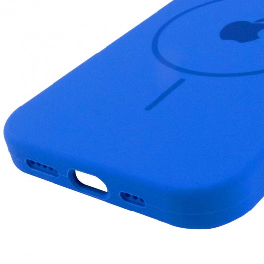 Чехол Silicone Case Full Protective (AA) with MagSafe для Apple iPhone 14 Plus (6.7") Синий / Capri Blue - изображение 4